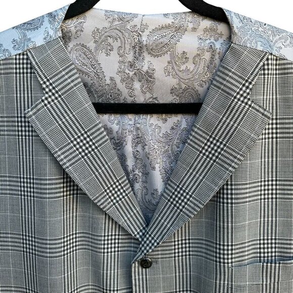Sergio Valentino Mens Gray Wool Checkered Single Breasted Blazer Vest Set 44L - Picture 4 of 14